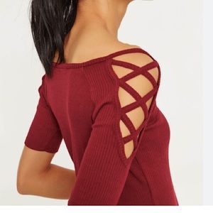 Suzette Collection Women’s Maroon Burgundy Cranberry Short Sleeve Top